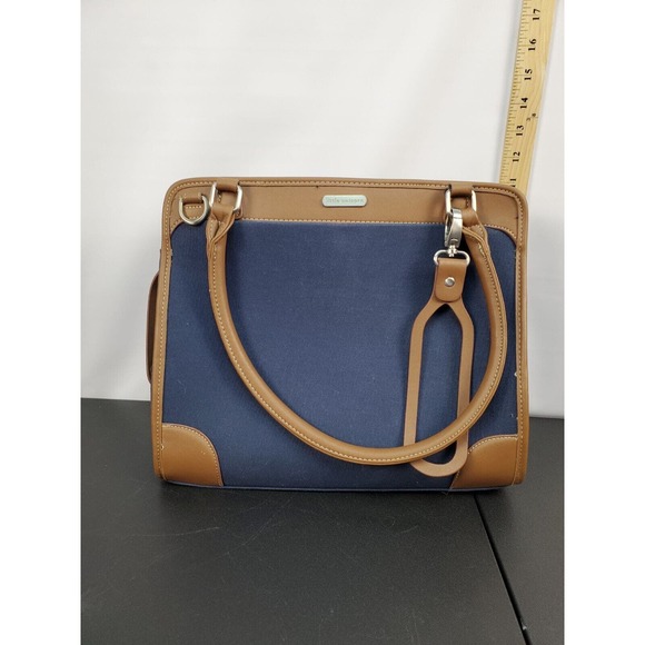 Little Unicorn Manifest Weekender Diaper Bag Blue Side Zipper Logo Leather Strap - Picture 2 of 9